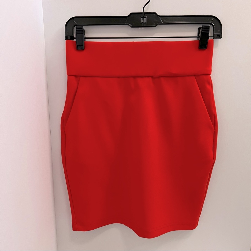 AKIRA High Waisted Mini Skirt-Cherry Red
